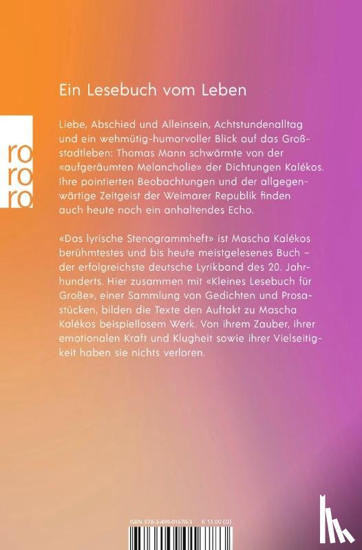 Kaléko, Mascha - Das lyrische Stenogrammheft / Kleines Lesebuch für Große