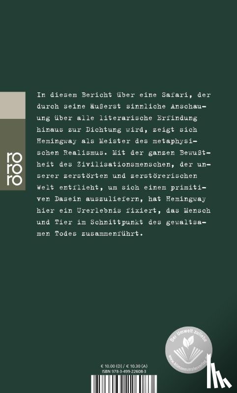 Hemingway, Ernest - Die grünen Hügel Afrikas
