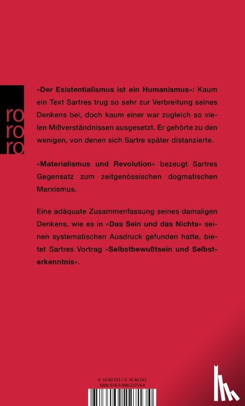 Sartre, Jean-Paul - Der Existentialismus ist ein Humanismus und andere philosophische Essays 1943 - 1948
