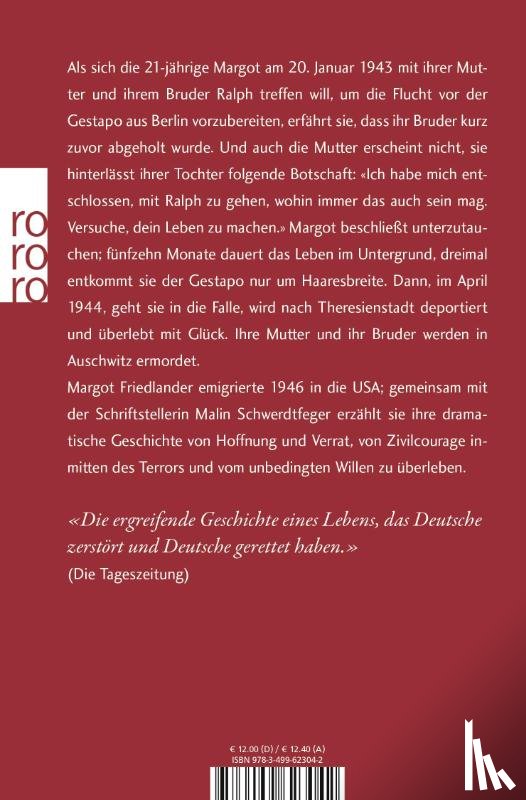 Friedländer, Margot, Schwerdtfeger, Malin - "Versuche, dein Leben zu machen"
