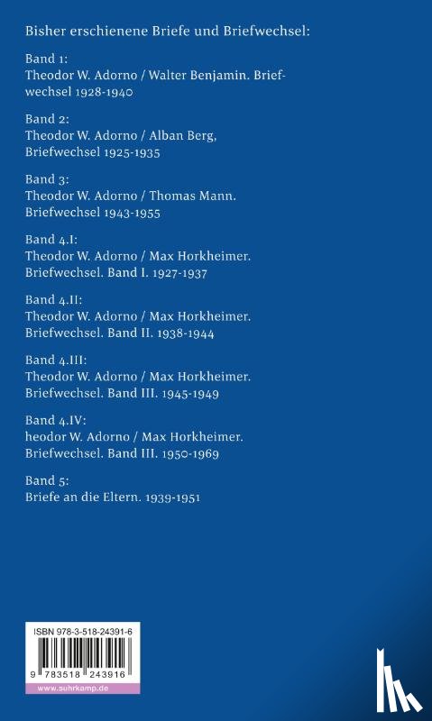 Adorno, Theodor W., Horkheimer, Max - Briefe und Briefwechsel