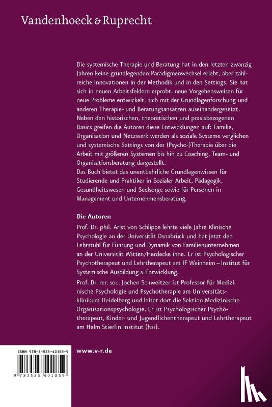 Schlippe, Arist von, Schweitzer, Jochen - Lehrbuch der systemischen Therapie und Beratung 1