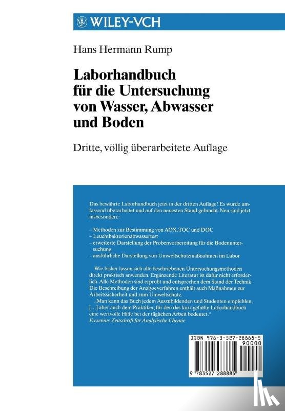 Rump, Hans Hermann (Hauptabteilung Technik - Laborhandbuch fur die Untersuchung von Wasser, Abwasser und Boden