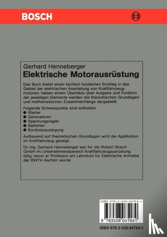 Henneberger, Gerhard - Elektrische Motorausrüstung
