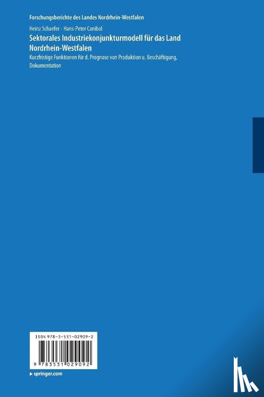 Schaefer, Heinz - Sektorales Industriekonjunkturmodell Fur Das Land Norddhein-Westfalen