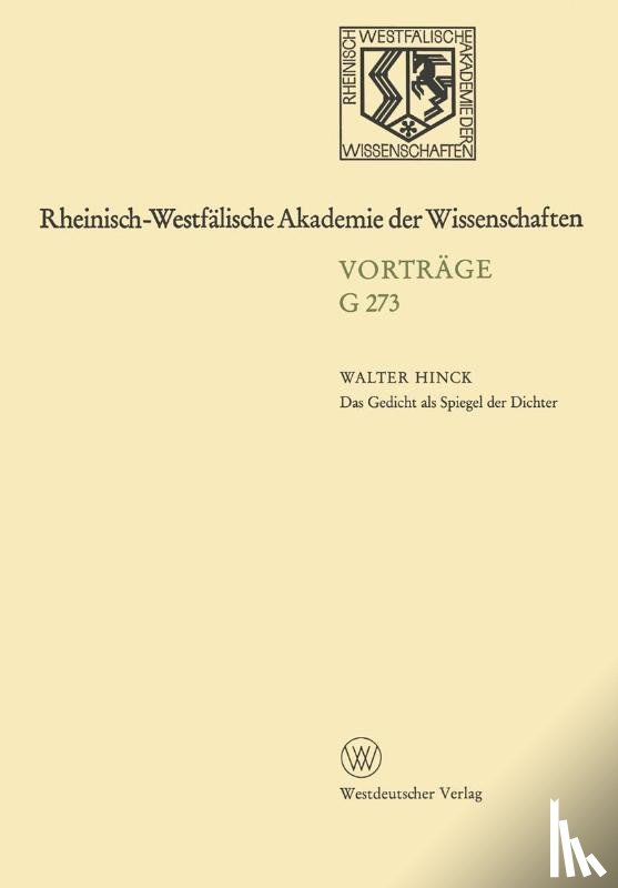 Walter Hinck - Das Gedicht ALS Spiegel Der Dichter