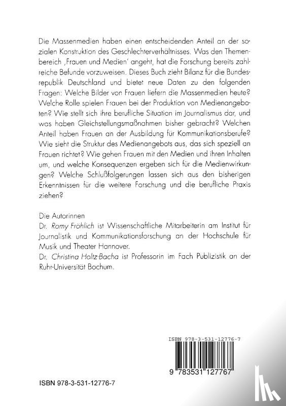 Romy Froehlich, Dr Christina (University of Erlangen-Nuremberg Germany) Holtz-Bacha - Frauen Und Medien