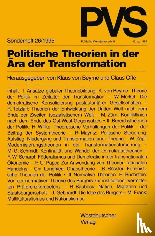 K. von Beyme, Claus Offe - Politische Theorien in der Ara der Transformation