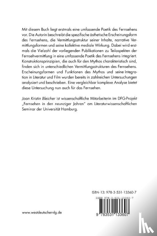 Joan-Kristin Bleicher - Fernsehen Als Mythos