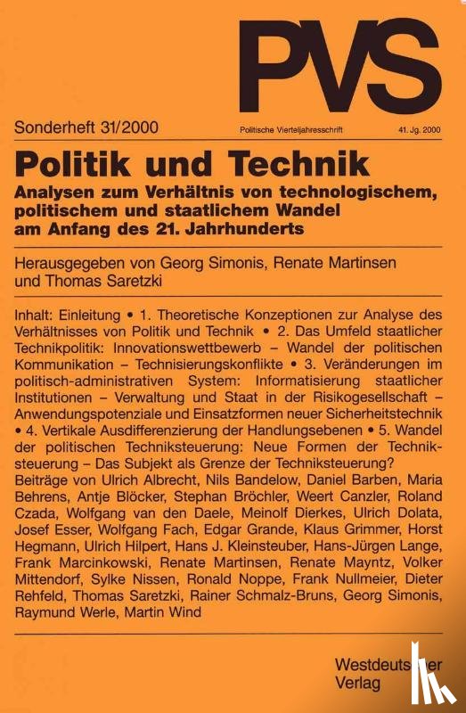 Georg Simonis, Renate Martinsen, Thomas Saretzki - Politik Und Technik