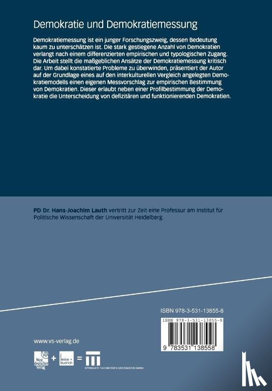 Hans-Joachim Lauth - Demokratie Und Demokratiemessung