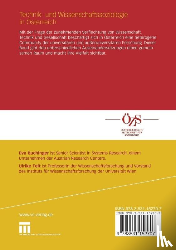 Eva Buchinger, Ulrike (Universitat Wien Austria) Felt - Technik- Und Wissenschaftssoziologie in OEsterreich