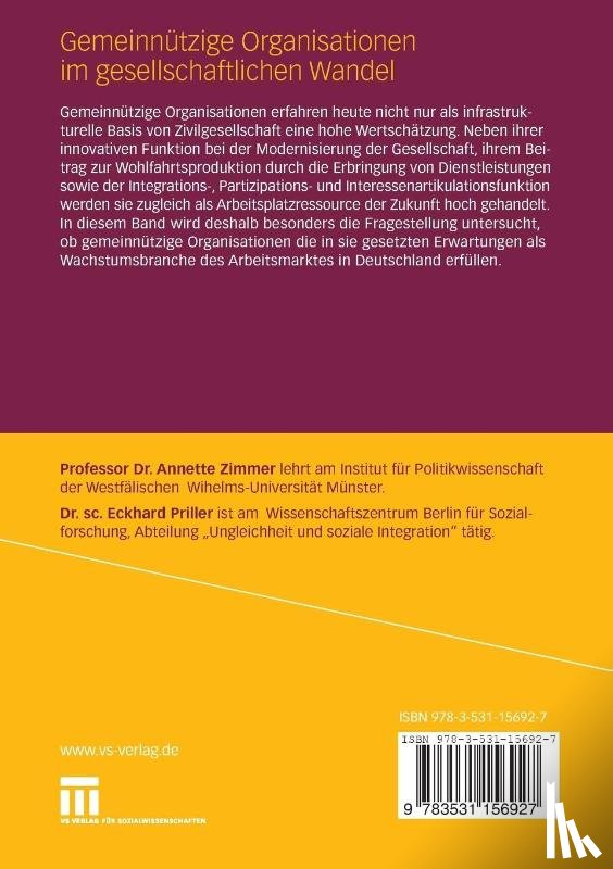 Annette Zimmer, Eckhard Priller - Gemeinnutzige Organisationen Im Gesellschaftlichen Wandel