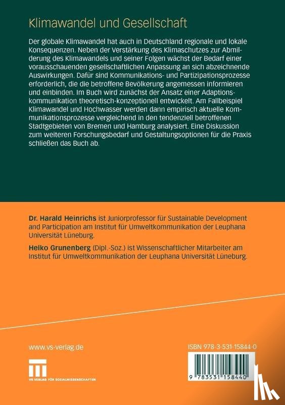 Harald Heinrichs, Heiko Grunenberg - Klimawandel Und Gesellschaft