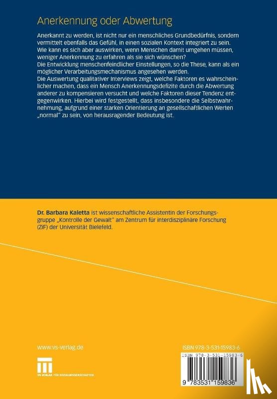 Barbara Kaletta - Anerkennung Oder Abwertung