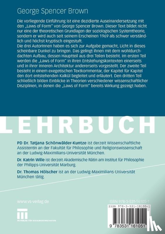 Schoenwalder-Kuntze, Tatjana, Wille, Katrin, Hoelscher, Thomas - George Spencer Brown