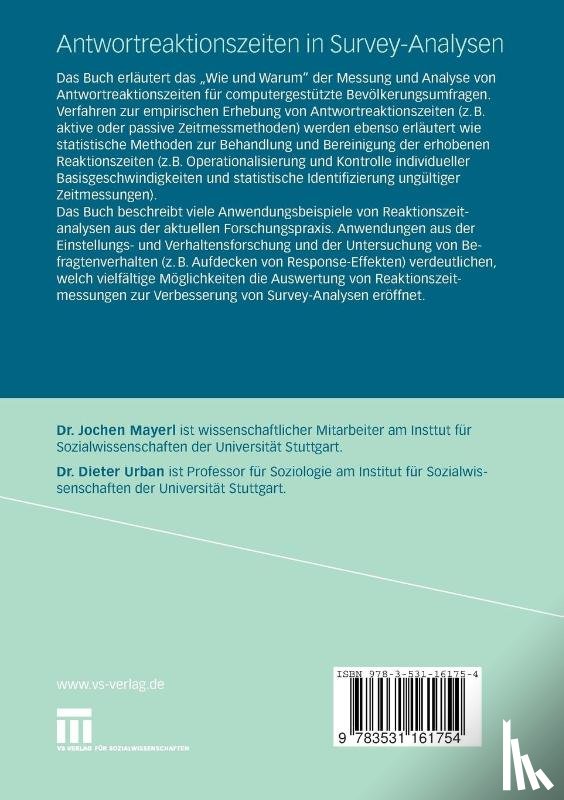 Jochen Mayerl, Dieter (Basf Aktiengesellschaft) Urban - Antwortreaktionszeiten in Survey-Analysen