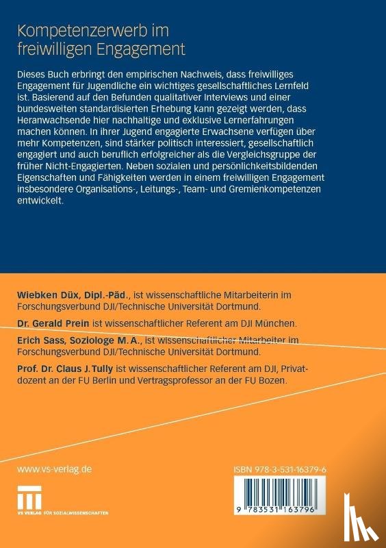 Dux, Wiebken, Prein, Gerald, Sass, Erich, Tully, Claus J. - Kompetenzerwerb im freiwilligen Engagement