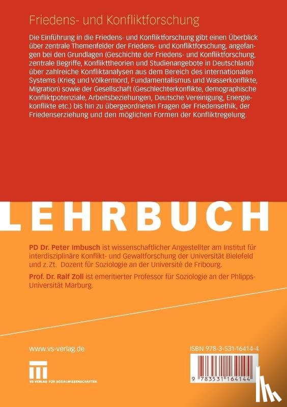 Peter Imbusch, Ralf Zoll - Friedens- Und Konfliktforschung