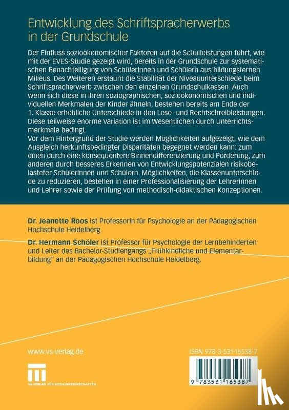 Jeanette Roos, Hermann Schoeler - Entwicklung Des Schriftspracherwerbs in Der Grundschule
