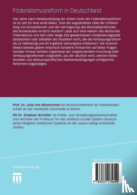 Julia Von Blumenthal, Stephan Broechler - Feoderalismusreform in Deutschland
