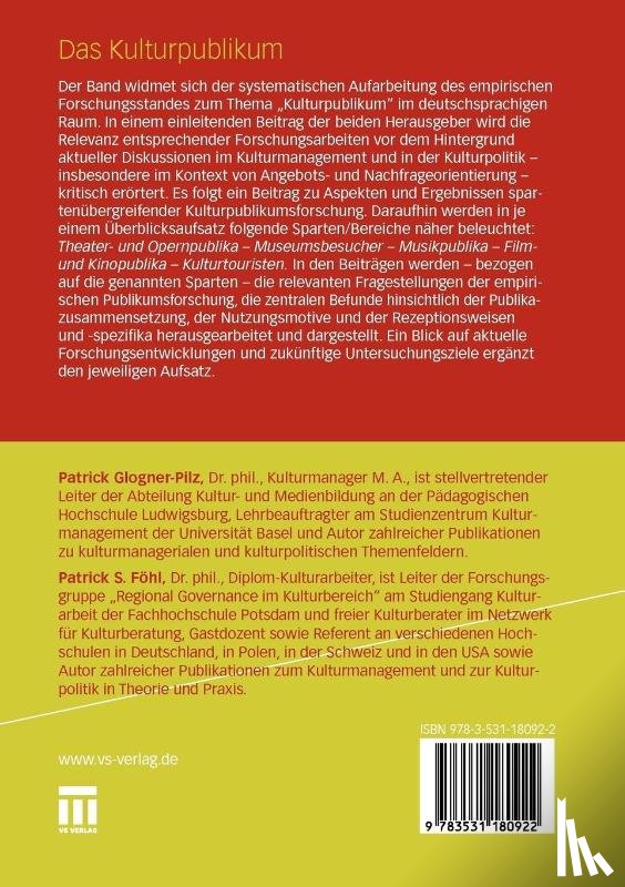 Patrick Glogner-Pilz, Patrick S Foehl - Das Kulturpublikum