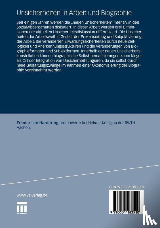 Friedericke Hardering - Unsicherheiten in Arbeit Und Biographie
