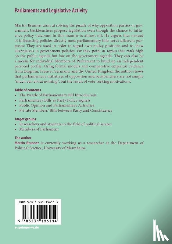 Brunner, Martin - Parliaments and Legislative Activity