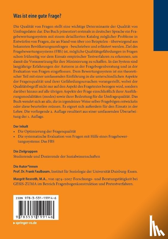 Faulbaum, Frank, Rexroth, Margrit - Was ist eine gute Frage?
