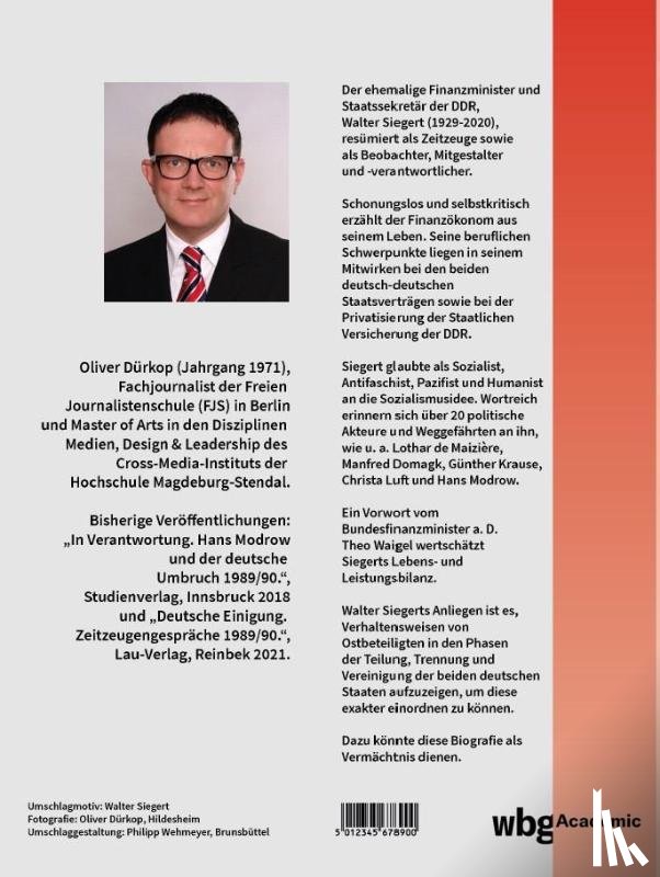 Dürkop, Oliver - Walter Siegert. Dem Gemeinwohl der Ostdeutschen verpflichtet