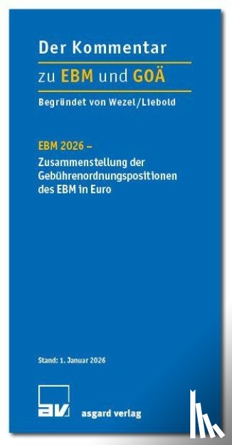  - EBM 2026 - Zusammenstellung der Gebührenordnungspositionen des EBM in Euro