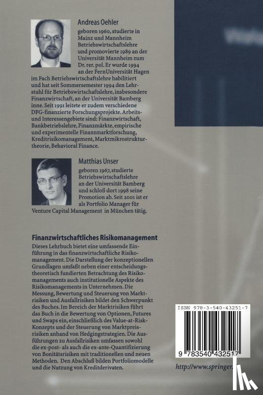 Oehler, Andreas, Unser, Matthias - Finanzwirtschaftliches Risikomanagement