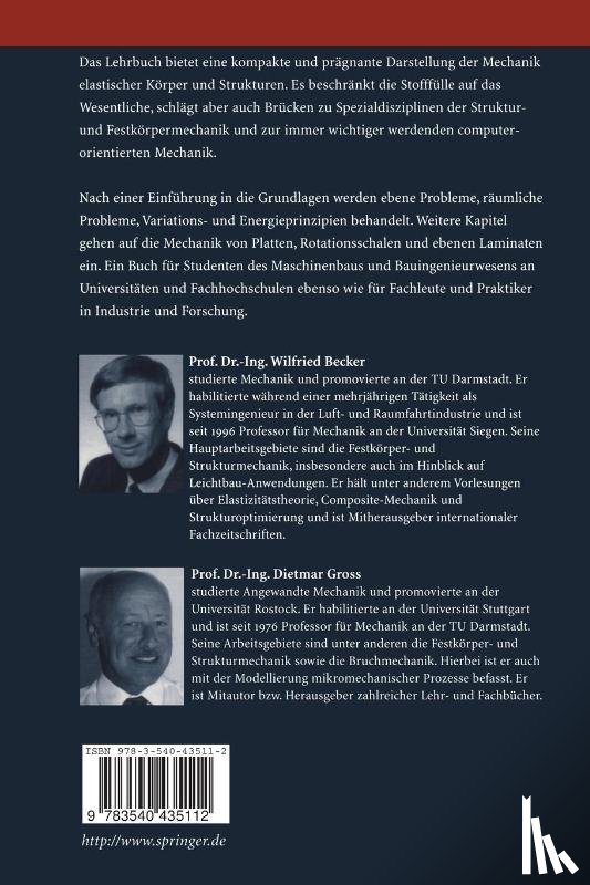 Wilfried Becker, Dietmar Gross - Mechanik Elastischer Koerper Und Strukturen