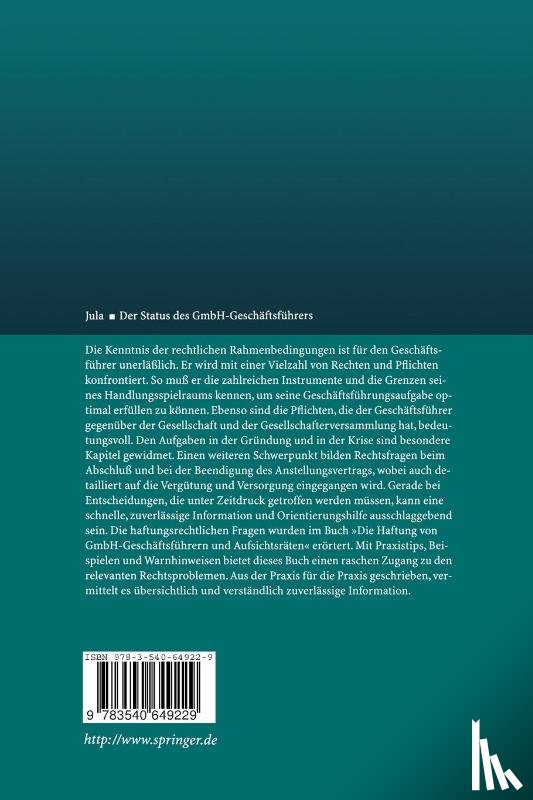 Rocco Jula - Der Status Des Gmbh-Geschaftsfuhrers