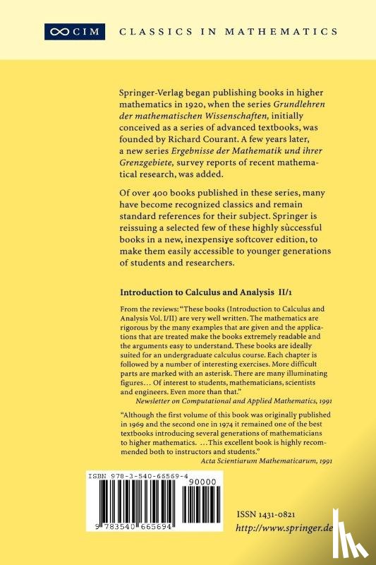Richard, 1888-1972 Courant, Fritz John - Introduction to Calculus and Analysis II/1