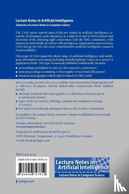  - AI*IA 2007: Artificial Intelligence and Human-Oriented Computing