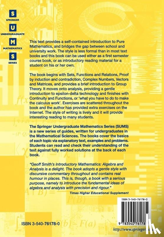 Smith, Geoffrey C. - Introductory Mathematics: Algebra and Analysis