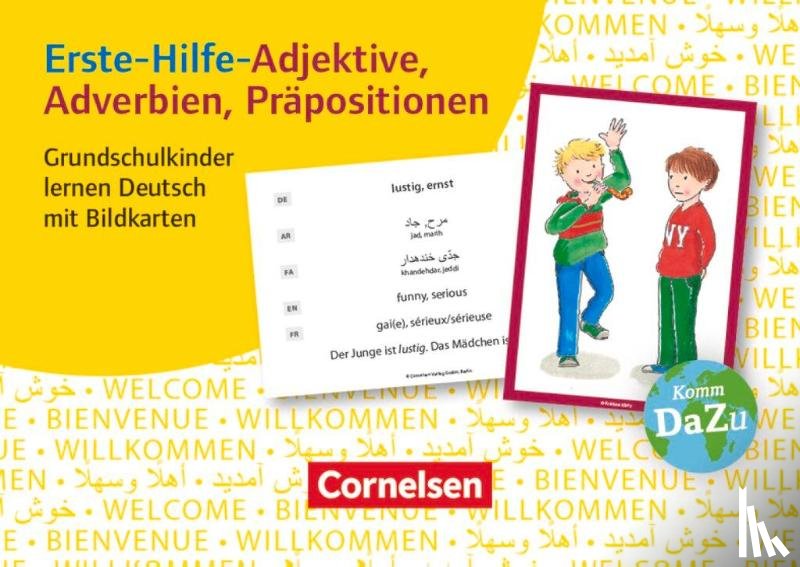  - Erste-Hilfe-Adjektive, Adverbien, Präpositionen. Grundschulkinder lernen Deutsch mit Bildkarten