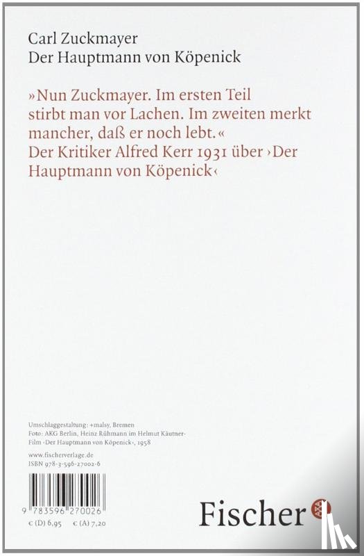 Zuckmayer, Carl - Der Hauptmann von Kopenick
