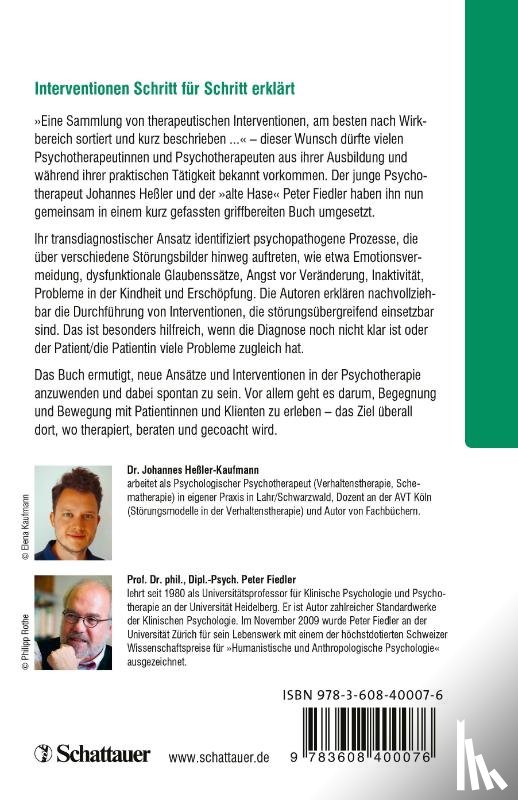 Heßler-Kaufmann, Johannes Baltasar, Fiedler, Peter - Transdiagnostische Interventionen in der Psychotherapie