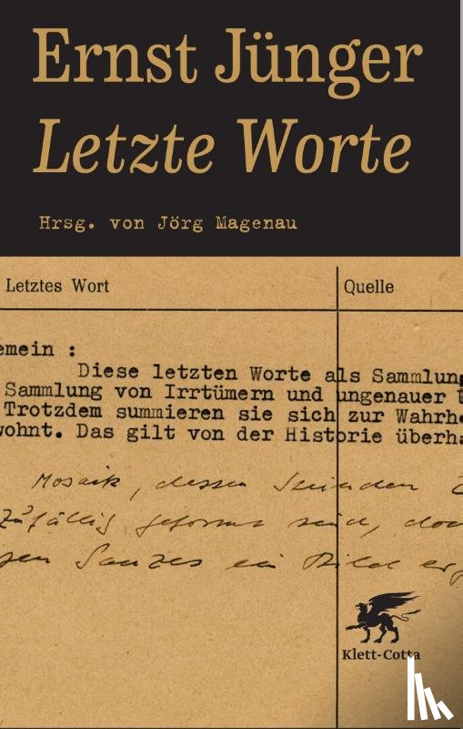 Jünger, Ernst - Letzte Worte