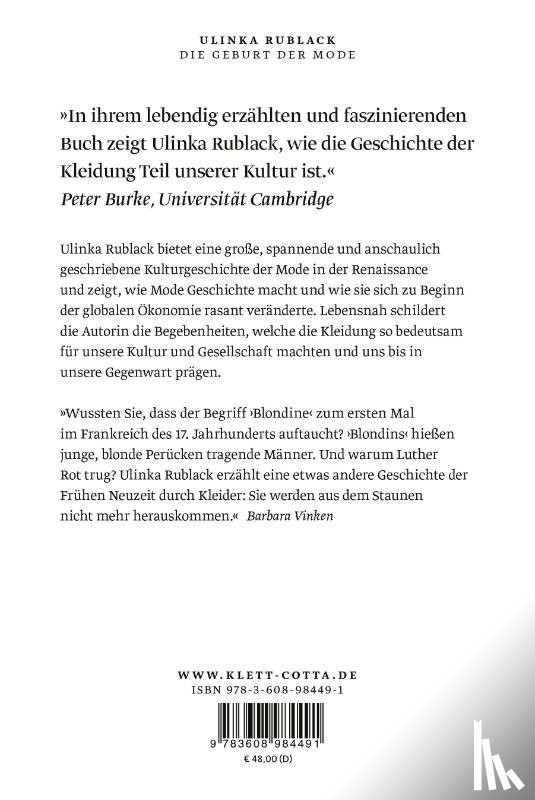 Rublack, Ulinka - Die Geburt der Mode