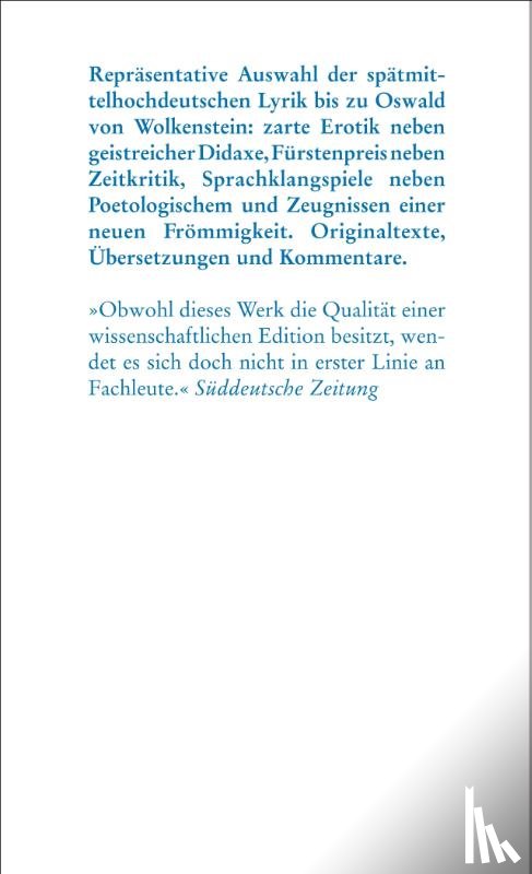  - Deutsche Lyrik des späten Mittelalters