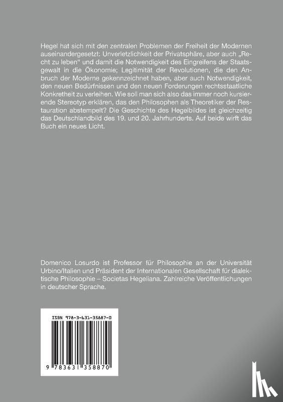 Losurdo, Domenico (University of Urbino) - Hegel und die Freiheit der Modernen