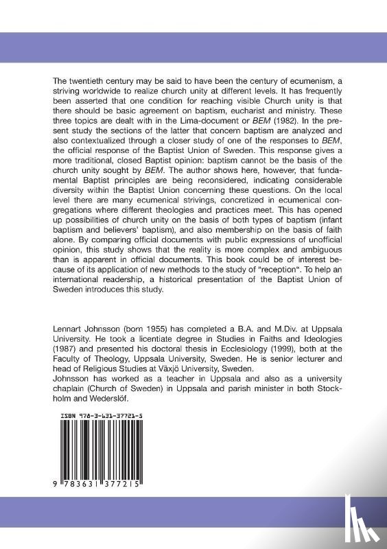 Johnsson, Lennart - Baptist Reconsideration of Baptism and Ecclesiology