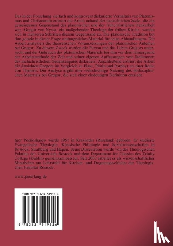 Pochoshajew, Igor - Die Seele bei Plato, Plotin, Porphyr und Gregor von Nyssa