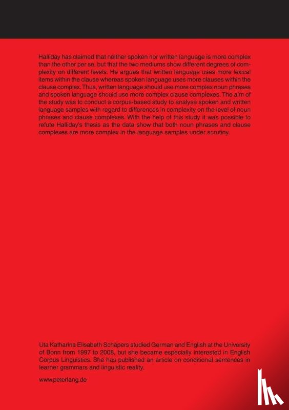 Schapers, Uta - Nominal versus Clausal Complexity in Spoken and Written English