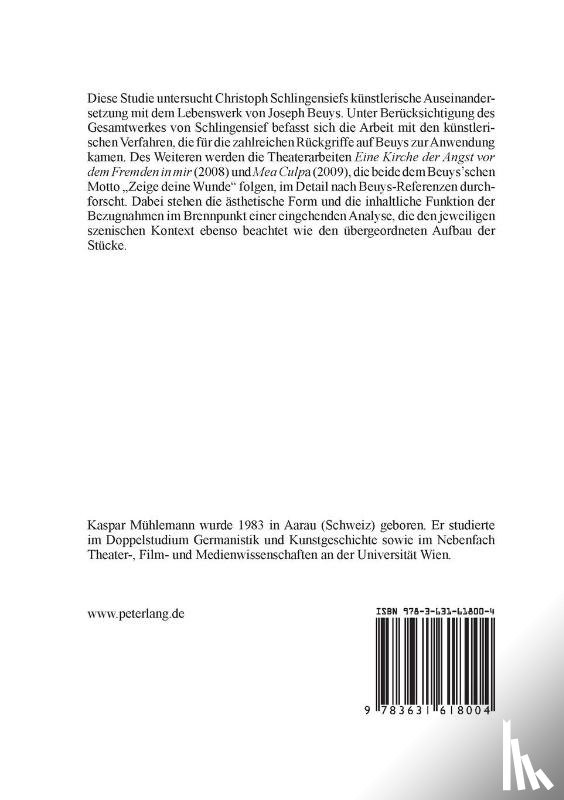 Muhlemann, Kaspar - Christoph Schlingensief und seine Auseinandersetzung mit Joseph Beuys