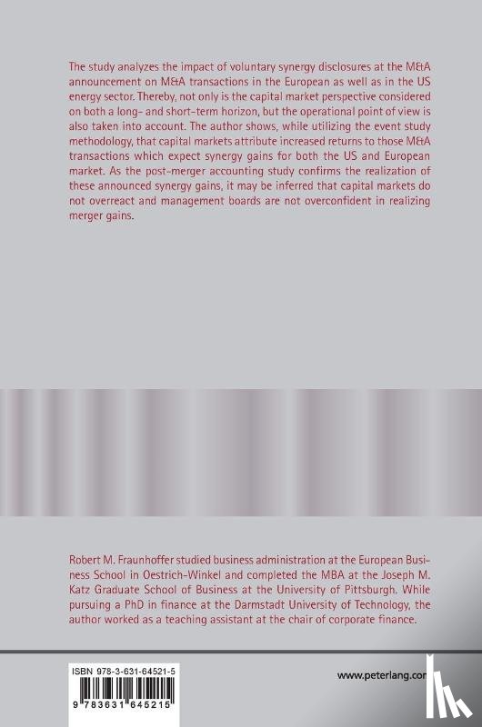 Fraunhoffer, Robert - Mergers and Acquisitions in the Energy Sector