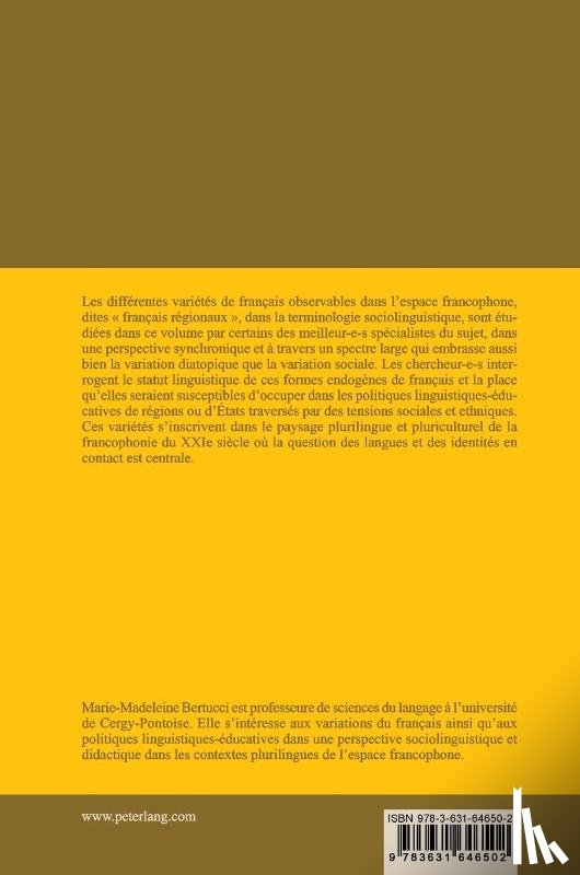 - Les francais regionaux dans l'espace francophone